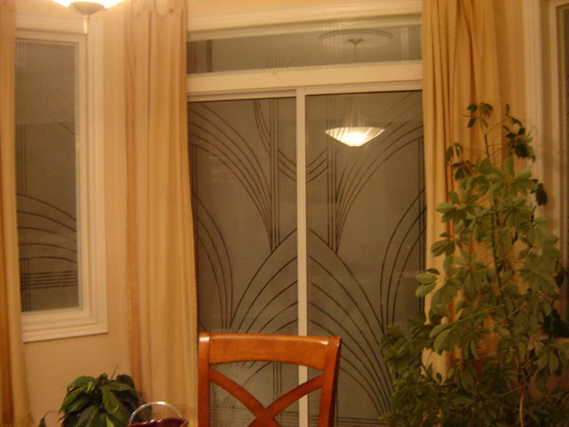 Privacy glass patio doors with modern design