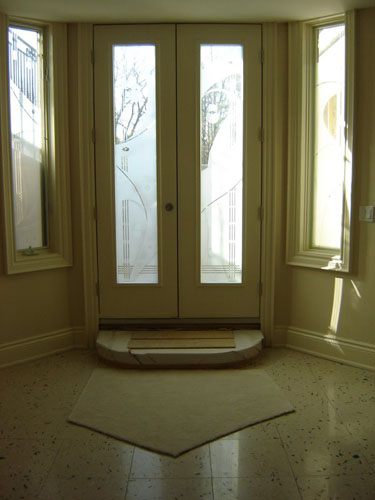 Modern design on garden doors
