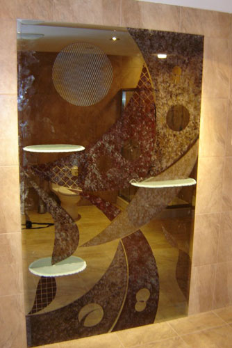 Modern style mirror with shelves