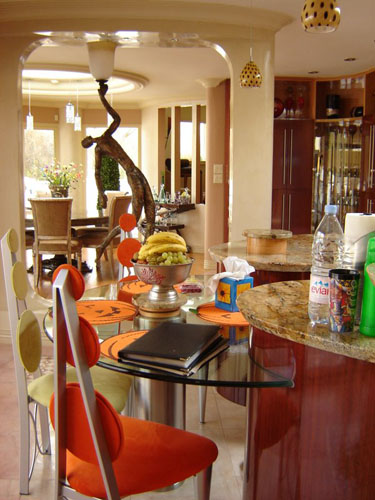 Custom shaped kitchen glass table